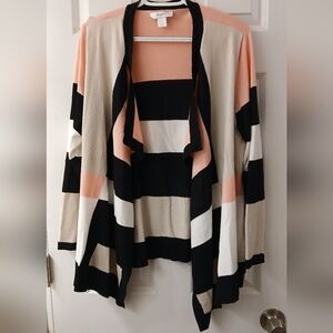 CJ Banks Waterfall Open‑Front Colorblock Cardigan – Size X